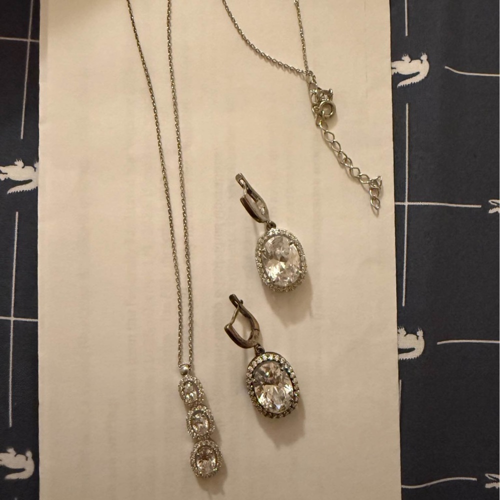 Elegant Silver Necklace and Earring Set